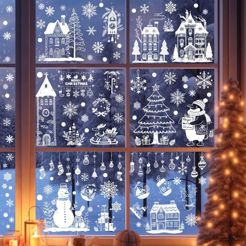 Sticker Sheet Set - 9 Yaprak/set Yeni Noel Statik Pencere